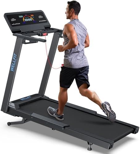 WELLFIT Auto Incline Treadmill, 15% Incline Heavyduty Treadmill with Pulse Sensor, 4.5HP, 10 MPH, 500 lbs Capacity, 20'' x 55''…