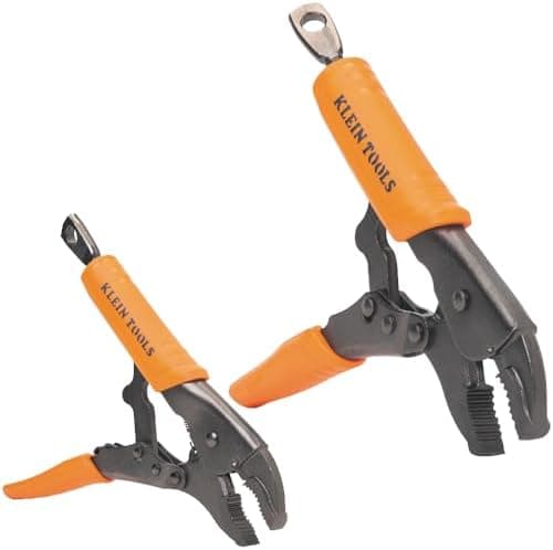 Klein Tools 38660 Locking Pliers Set, 7-Inch and 10-Inch Curved Jaw Pliers, Quick Release Handles, High…
