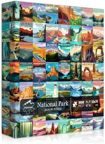 National Parks Puzzle for Adults 1000 Pieces, Travel Poster Landscape Puzzle Including Zion Yellowstone…