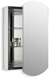 Kohler 3073-NA Archer 20" W x 31" H Aluminum Single-Door Bathroom Medicine Cabinet with Mirror, Recessed or…
