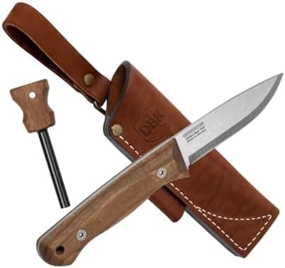 BPSKNIVES Bushmate 2.0 Designed by DBK - Bushcraft Knife - Fixed-Blade Carbon Steel Knife with Leather Sheath…