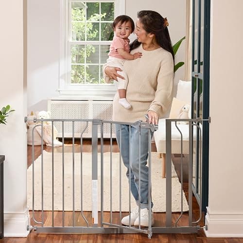 Regalo Safety 29-49" Easy Step Extra Wide Baby Gate for Doorways & Bottom of Stairs, Pressure Mounted Safety…