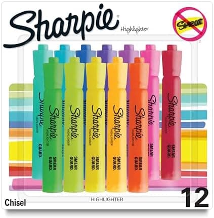 Sharpie Tank Highlighters, Assorted Colors, Chisel Tip, Back to School Essentials, Teacher & Office Supplies…