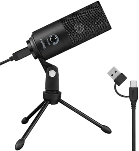 FIFINE USB Microphone, Metal Condenser Recording Microphone for MAC OS, Windows, Cardioid Laptop Mic for…