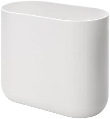 iDesign Small Slim Plastic Bathroom Trash Can, Garbage Can for Bedroom, Office, Desk, Dorm, White