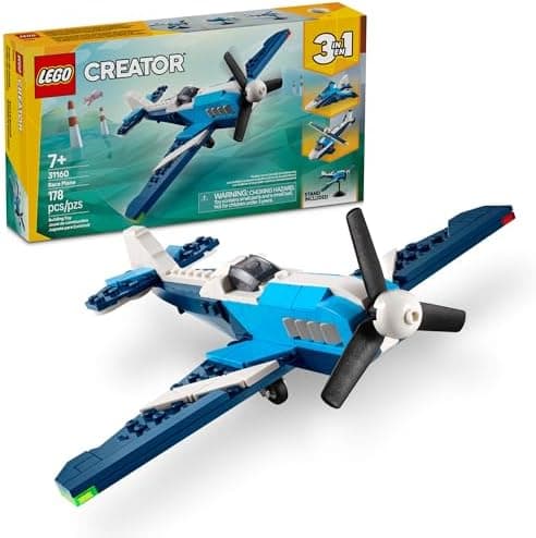 LEGO Creator 3 in 1 Aircraft Race Plane Toy - Building Toy with 3 Building Options, Airplane, Fighter Jet, or…