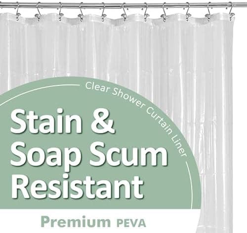 Barossa Design Plastic Shower Liner Clear - Premium PEVA Shower Curtain Liner with Rustproof Grommets and 3…