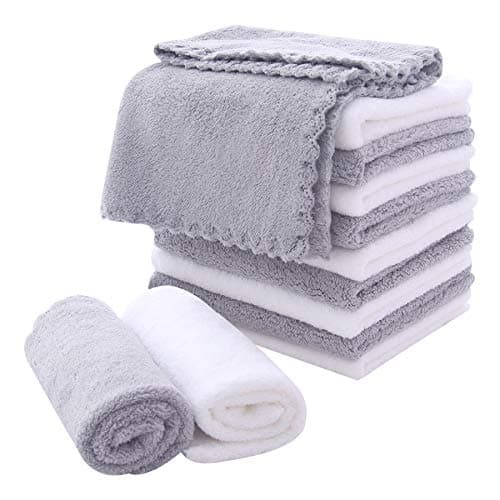 MOONQUEEN Microfiber Facial Cloths Fast Drying Washcloth 12 Pack - Premium Soft Makeup Remover Cloths…