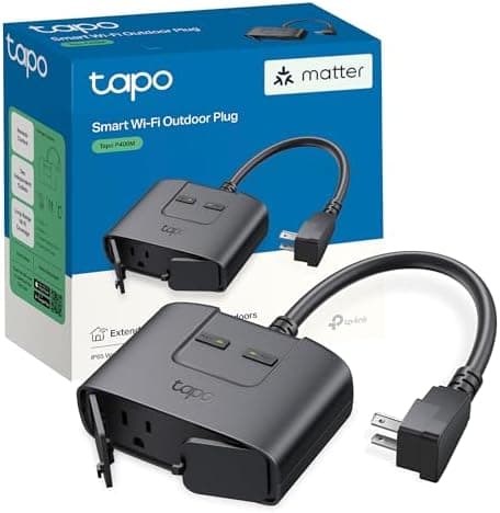 TP-Link Tapo Matter Outdoor Smart Plug, 2 Individual Outlets, IP65 Weather Resistance, Works with Apple Home…