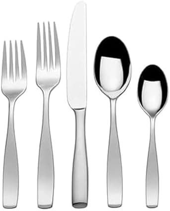 Mikasa Satin Loft 65-Piece Flatware Set for 12, 18/10 Stainless Steel Silverware with Forks, Knives, Spoons…