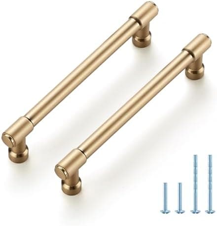 JOY DECOR 10 Pack 5 Inch Champagne Bronze Cabinet Handles Modern Dresser Drawer Pulls Kitchen Cabinet…