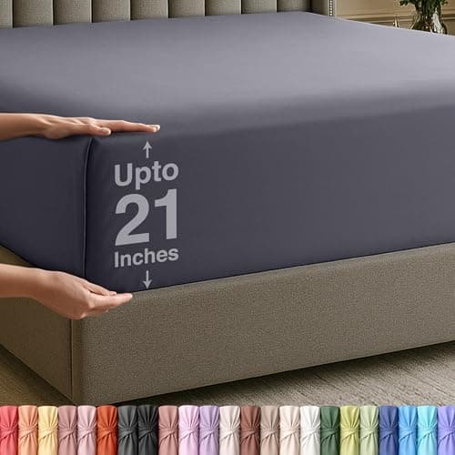 Utopia Bedding Extra Deep Pocket Queen Fitted Sheet, Fits up to 21 Inch Mattress - Hotel Luxury, Soft…