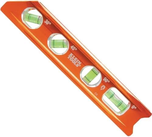 Klein Tools 935RB Torpedo Level, 8-Inch Billet Magnetic Level, 0/30/45/90 Degree Vials, V-Groove, Tapered Nose, High-Visibility…