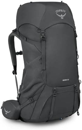 Osprey Rook 65L Men's Backpacking Backpack, Dark Charcoal/Silver Lining Bluesign Bluesign Bluesign