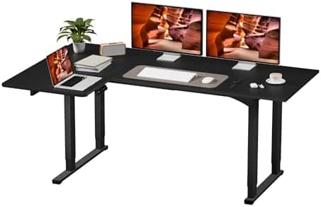 4 Legs L-Shaped Standing Desk, Large 71x43 Inches Electric Adjustable Height Desks with Splice Board, Stand Up Desk Home Office…