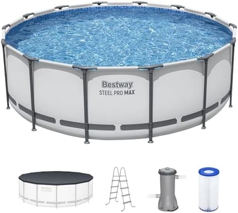 Bestway Steel Pro MAX 14' x 48" Above Ground Pool, Round Metal Frame Outdoor Swimming Pool Set with Filter…