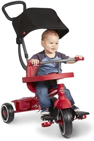 Radio Flyer 4-in-1 Pedal & Push Stroll 'N Trike, Ages 1-5, Toddler Tricycle & Stroller, High-Density Foam…