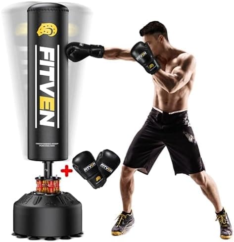 FITVEN 70'' Freestanding Punching Bag with Boxing Gloves, Heavy Boxing Bag with Suction Cup Base, Stand Kickboxing Bag for…