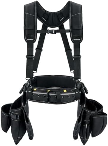 KUNN Tool Belt with Suspenders Professional Framer's Construction Rig with Suspenders and 22 Pockets for Carpenter, Electrician…