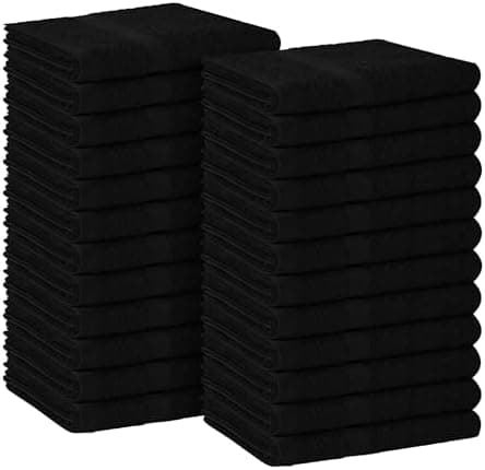 Avalon Towels Salon Towel - Black Hand Towels Bulk Pack of 24 - 100% Cotton Absorbent Spa, Facial & Gym Towel…