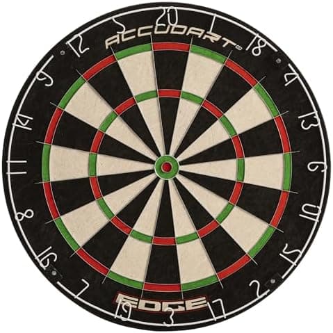 Accudart Edge Bristle Dartboard – Premium Brazilian Sisal, Razor‑Thin Spider, Rotating Metal Number Ring…