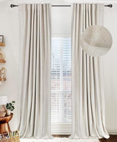 100% Blackout Shield Blackout Curtains for Bedroom 84 Inches Long, Back Tab/Rod Pocket Living Room Drapes…