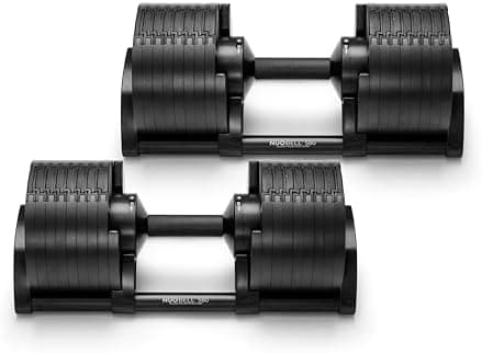 NÜOBELL® Adjustable Dumbbell Set, 5-50 LB or 5-80 LB, Easy Twist 2024-25 Model, All-In-One Weights Set (Pair)…