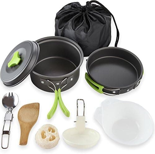 MalloMe Camping Cookware Mess Kit for Backpacking Gear – Camping Cooking Set - Camping Pots and Pans Set…