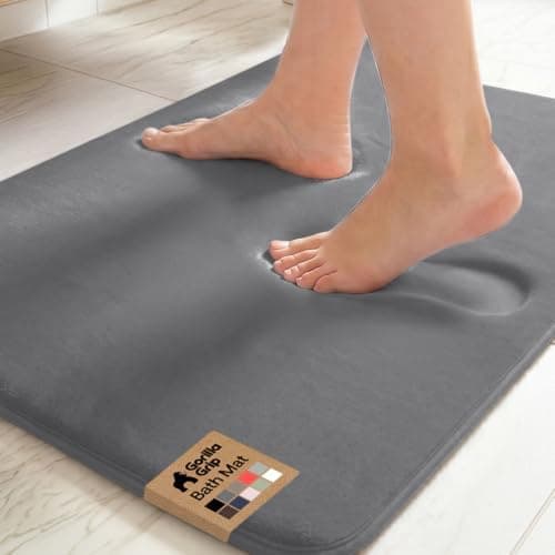 GORILLA GRIP® Memory Foam Bath Rugs, Soft Absorbent Velvet Bathroom Mats, Durable Dots on Underside, Machine…
