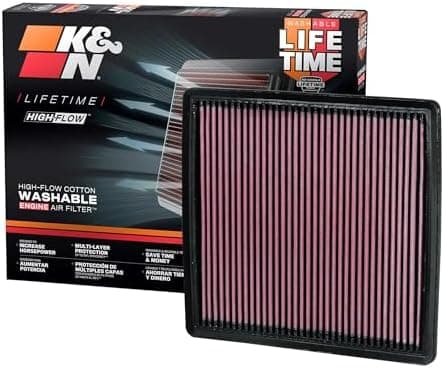 K&N High-Flow Original Lifetime Engine Air Filter: Increase Performance, Premium, Washable: Compatible with…