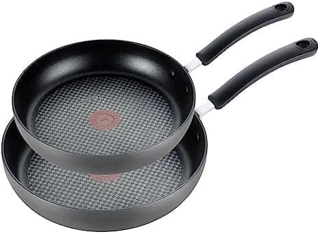 T-fal Ultimate Hard Anodized Nonstick Fry Pan Set 2 Piece, 10, 12 Inch, Oven Broiler Safe 400F, Cookware…