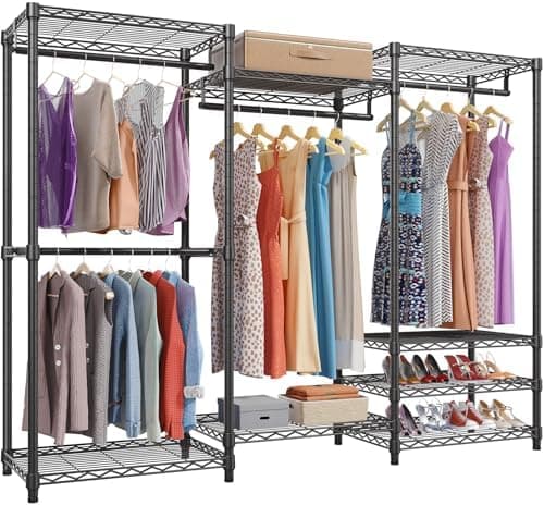 VIPEK V5 Heavy Duty Clothes Rack, Portable Closet Wardrobe with 4 Hanging Rods & 8 Shelves, Freestanding…