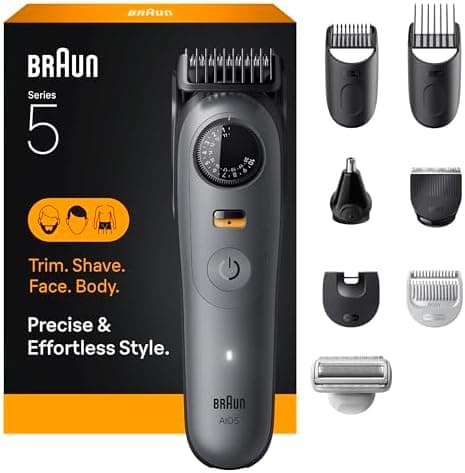 Braun Series 5 All-in-One Beard & Body Grooming Kit for Men, Cordless Trimmer, Hair Clippers & Shaver for…
