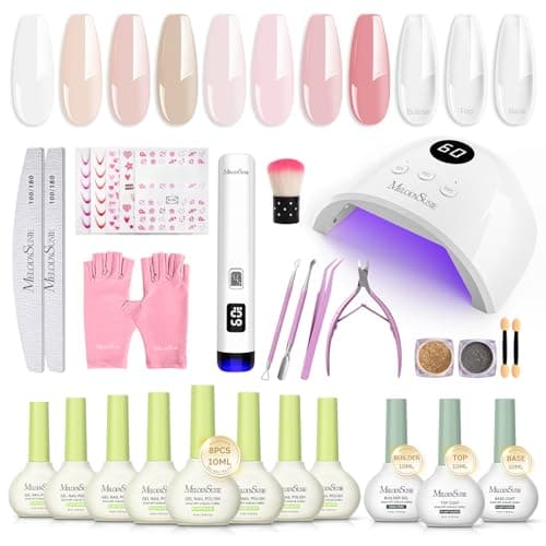 MelodySusie Gel Nail Polish Kit with P-Plus30F UV Nail Lamp - Handheld Cordless P-Art01R UV Light Classic…