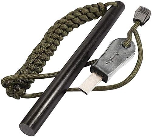 1/2 x 6 Inch Survival Drilled Flint Steel Fire Starter Ferrocerium Rod Kit with Striker-Pro Striker Paracord…