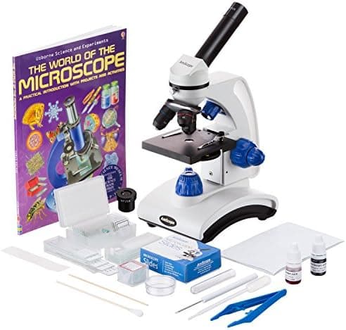 AmScope M162C-2L-PB10-WM-SP14-50P100S 40X-1000X Beginners Microscope Kit for Kids & Students w/Complete…