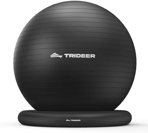 Trideer Exercise Ball for Office Desk, Yoga Ball Chair to Relieve Back Pain, Stability & Fitness Ball Seat with Base, Home Gym…