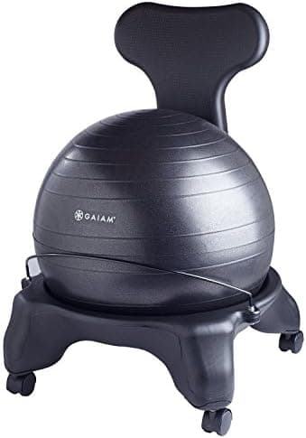 Gaiam 610-6002RTL Balance Ball Chair - Classic Yoga Ball Chair with 52cm Stability Ball, Pump & Exercise Guide for Home or…