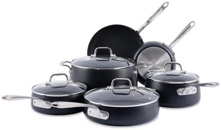 All-Clad HA1 Expert Hard Anodized Nonstick Cookware Set (10 Piece) Pots, Frying Pans, Dishwasher-Safe…