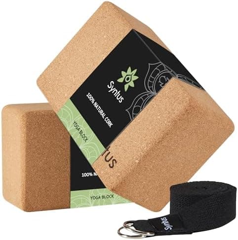 Syntus Yoga Block and Yoga Strap Set, 2 Soft Non-Slip Yoga Blocks 9×6×4 inches, 8FT Metal D-Ring Strap for…