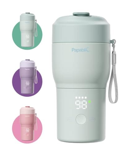 Papablic Pro Portable Bottle Warmer for Travel – 2.5 Min Fast Heating, Built-in Sterilizer, 5 Temp Settings…