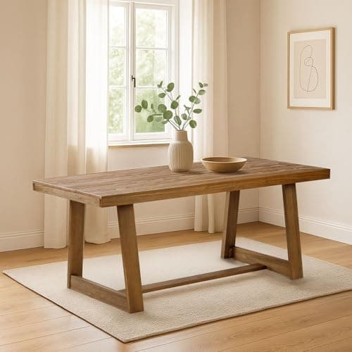 Plank+Beam 72 Inch Farmhouse Dining Table, Solid Wood Rustic Kitchen Table, Large Wooden Rectangular Dinner…