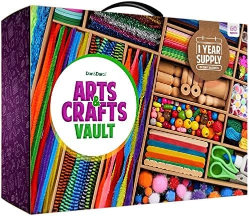 Dan&Darci Arts and Crafts Vault - Craft Supplies Kit in a Box - Birthday Gift for Kids Ages 4 5 6 7 8 9 10 11…
