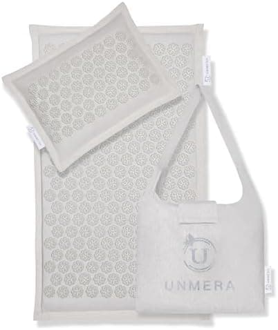 UNMERA Acupressure Mat and Pillow Set,Natural Eco Linen & Coconut Fiber Filling,for Back/Neck Pain Relief…