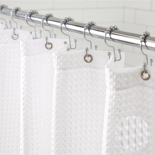GORILLA GRIP Textured Shower Curtain, Thick Weighted Fabric, Wrinkle and Rust Resistant, Hotel Quality…