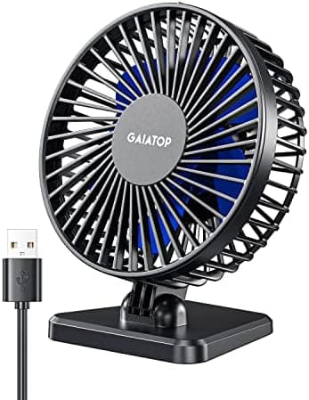 Gaiatop USB Desk Fan, Small But Powerful, Personal Portable Quiet 3 Speeds, Adjustable Mini Table Desktop fan…