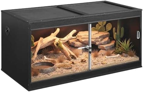 unipaws 50 Gallon Reptile Tank, Front Opening Leopard Geckos Enclosure Terrarium with Sliding Doors, Top Ventilation, Stackable…