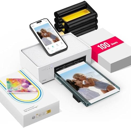 Liene M100 4x6'' Photo Printer, Phone Printer 100 Sheets & 3 Cartridges, Full-Color Photo, Portable Instant…