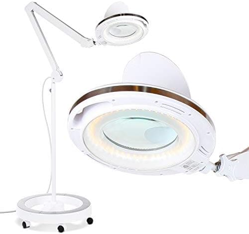 Brightech LightView Pro Magnifying Glass with Light and Stand, Magnifying Floor Lamp with a 6-Wheel Rolling…