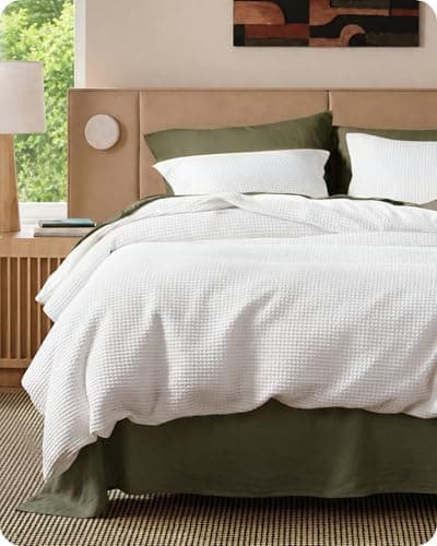 Bedsure Cotton Duvet Cover Queen - 100% Cotton Waffle Weave Coconut White Duvet Cover Queen Size, PureWoven…